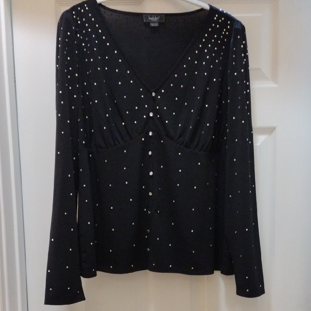 Belldini Rhinestones Embellished Light weight Knit Top